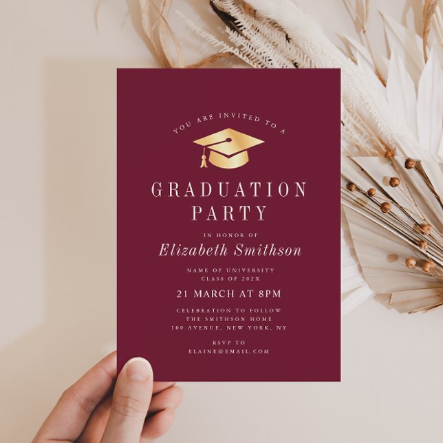 Invitation Texte moderne Maron Cérémonie de graduation (Créateur téléchargé)