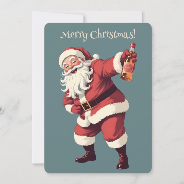 Invitation Texte personnalisé amusant Drunk Père Noël (Devant)
