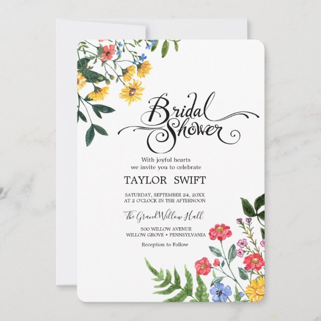 Invitation Texte Personnalisé Water Flora Bridal Show Invitat (Devant)
