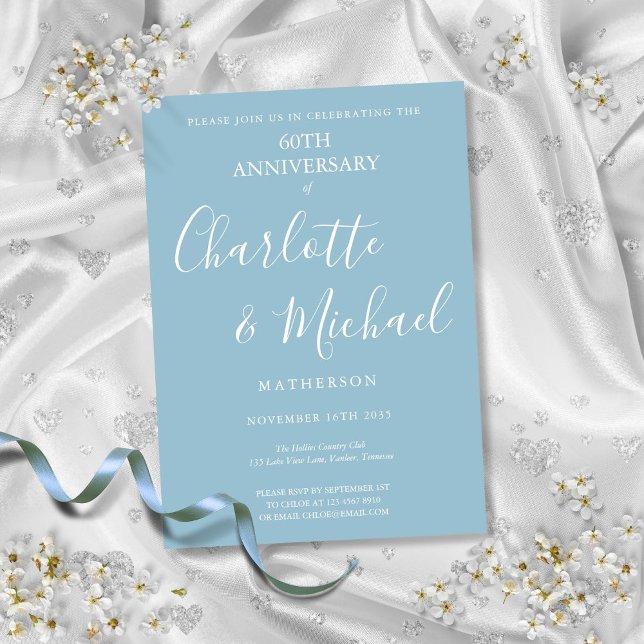 Invitation Texte pour noces de diamant 60 ans (60th Diamond Wedding Anniversary Script Invitation)