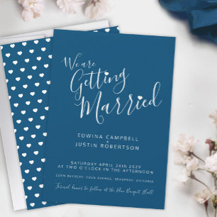 Invitation Texte simple et bleu coeur mariage blanc invite
