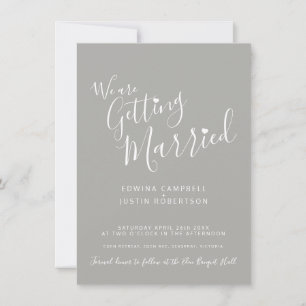 Invitation Texte simple et coeur gris blanc mariage invite