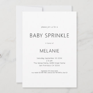 Invitation Texte Simple Genre Neutre Bébé Sprinkle Douche