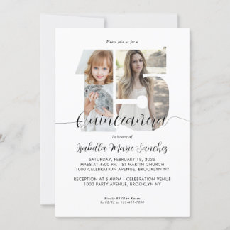 Invitation Texte Simple Moderne 15 Quinceanera Photo Annivers