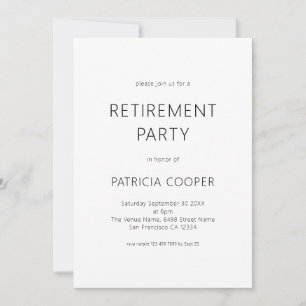 Invitation Texte simple Partie de retraite en noir et blanc u
