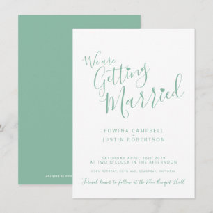 Invitation Texte vert simple sur le mariage blanc