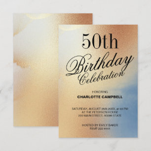Invitation Texture dorée Anniversaire
