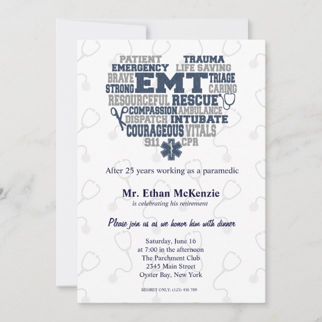 Invitation texture du Denim de retraite EMT (Devant)