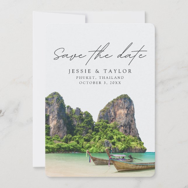 Invitation Thaïlande Mariage Phuket Photo Sauvez la date (Devant)
