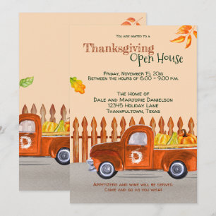 Invitation Thankesgiving Open House Orange Truck Fun