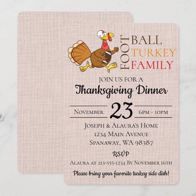Invitation Thankesgiving Turquie (Devant / Derrière)