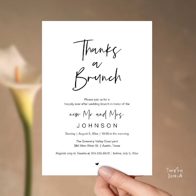 Invitation Thanks a Brunch, Post modern wedding celebration (Thanks a Brunch, Post modern wedding celebration, wedding crew, Invitation card, black and white)