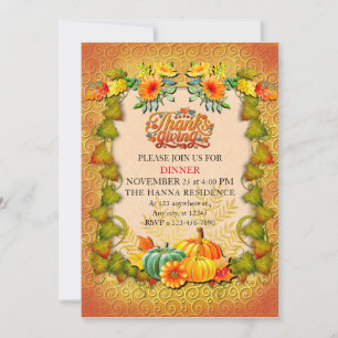 Invitation Thanksgiving Automne Automne Maple Feuilles et cit