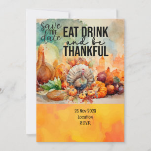 Invitation Thanksgiving avec la Turquie enregistrer la date d