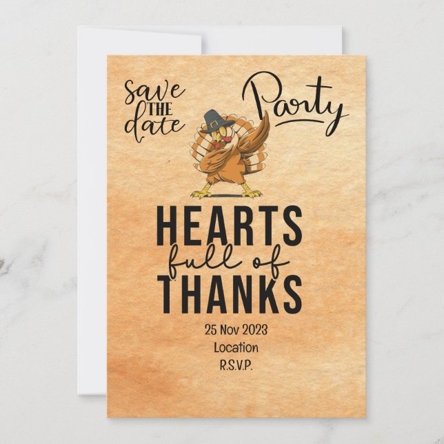 Invitation Thanksgiving avec la Turquie enregistrer la date d (Devant)