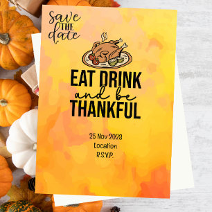 Invitation Thanksgiving avec la Turquie enregistrer la date d