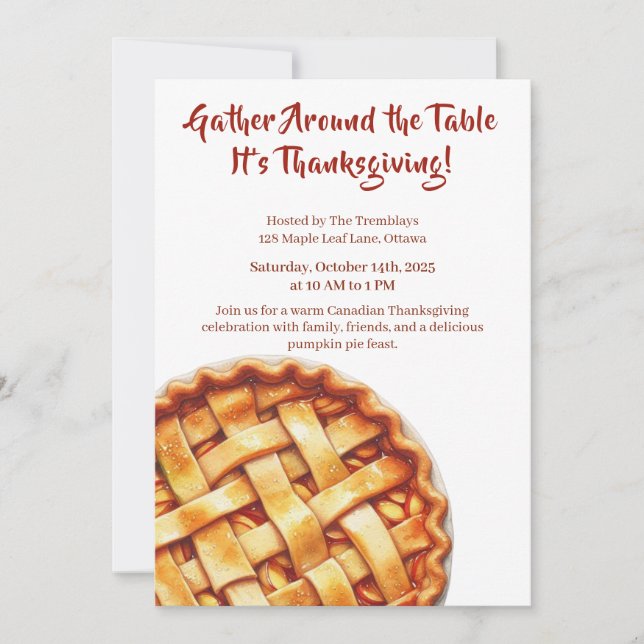 Invitation Thanksgiving Canada | Collecte de tartes Apple (Devant)