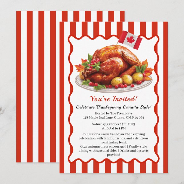 Invitation Thanksgiving Canada | Rassemblement confortable de (Devant / Derrière)