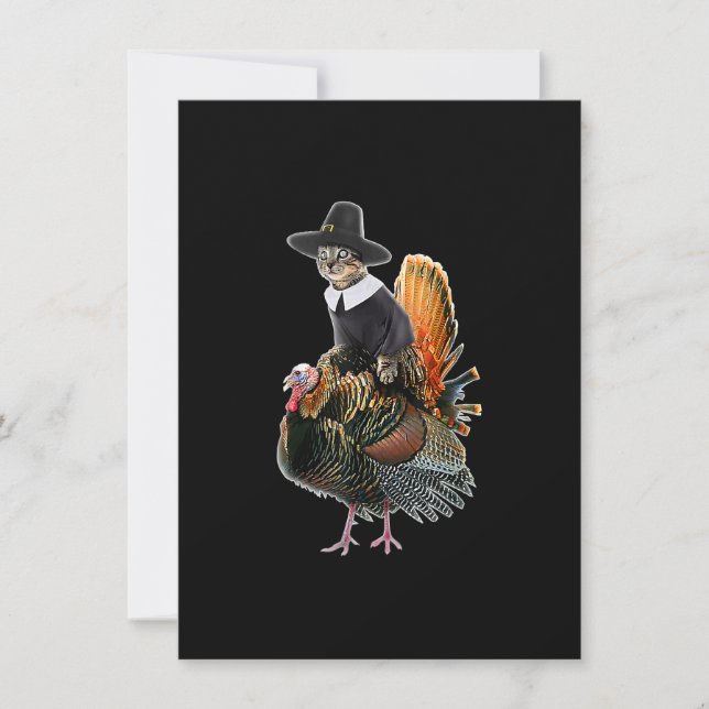 Invitation Thanksgiving Cat Pilgrim Costume Thanksgiving Turk (Devant)