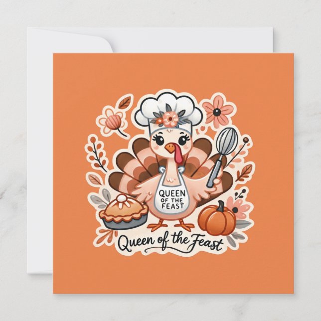 Invitation Thanksgiving Day Turkey - Queen of the Feast (Devant)