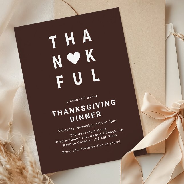 Invitation Thanksgiving Dîner minimaliste moderne (Créateur téléchargé)