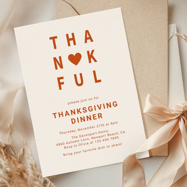 Invitation Thanksgiving Dîner minimaliste moderne (Créateur téléchargé)