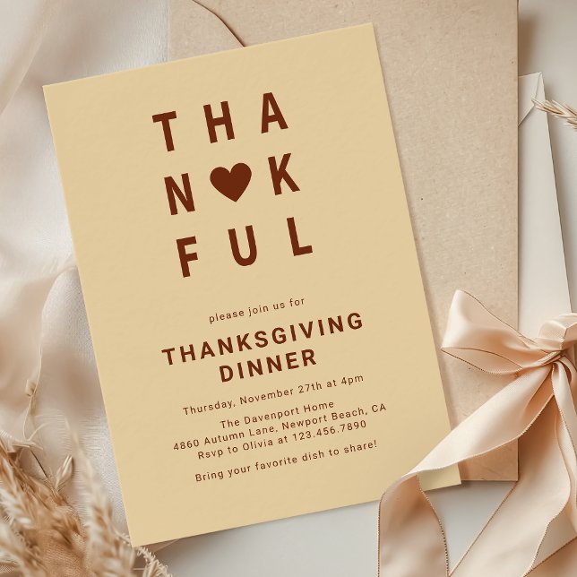 Invitation Thanksgiving Dîner minimaliste moderne (Créateur téléchargé)