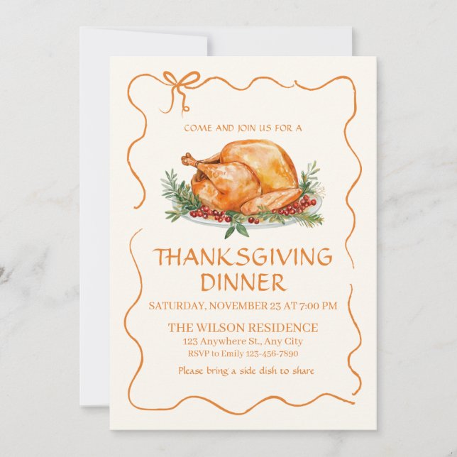 Invitation Thanksgiving Dinner Turkey (Devant)