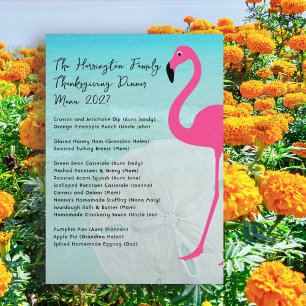 Invitation Thanksgiving Family Dinner Flamant rose Menu Modèl