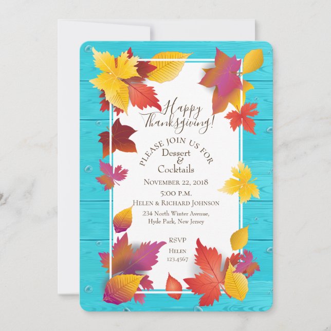 Invitation Thanksgiving Holiday Maple Feuilles Aquarelle (Devant)