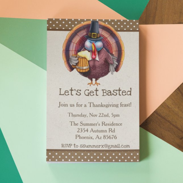 Invitation Thanksgiving On Basted Funny Turkey Beer (Créateur téléchargé)