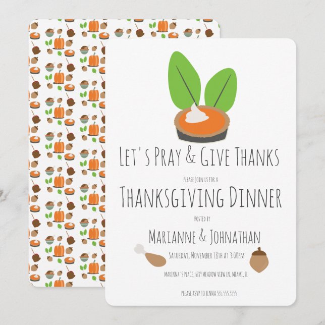Invitation Thanksgiving Prions et remercions (Devant / Derrière)