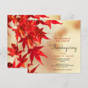 Invitation Thanksgiving Red Autumn quitte le Modèle frontalie