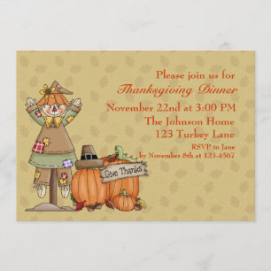 Invitation Thanksgiving Scarecrow, Citrouilles