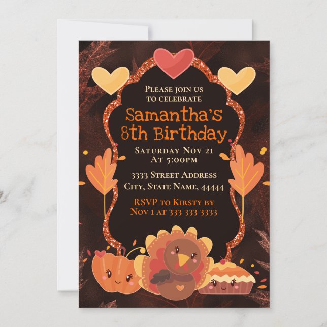 Invitation Thanksgiving Turquie Citrouille Pie (Devant)