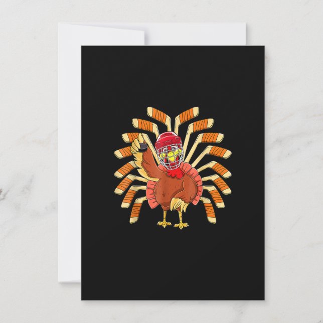Invitation Thanksgiving Turquie Jouer Au Hockey Sur Glace (Devant)