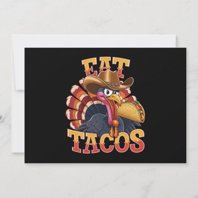 Invitation Thanksgiving Turquie Mange Tacos Drôle Mexicain (Devant)