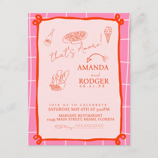 Invitation That’s Amore Italian Doodles Wedding (Devant)