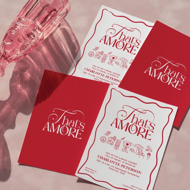 Invitation That’s Amore Red hand drawn Bridal Shower invite (Créateur téléchargé)