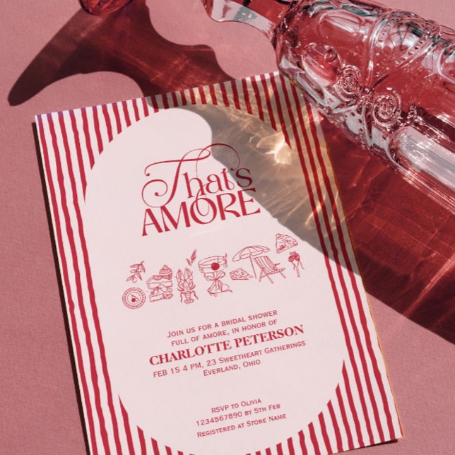 Invitation That’s Amore Red stripes Bridal Shower invite (Créateur téléchargé)
