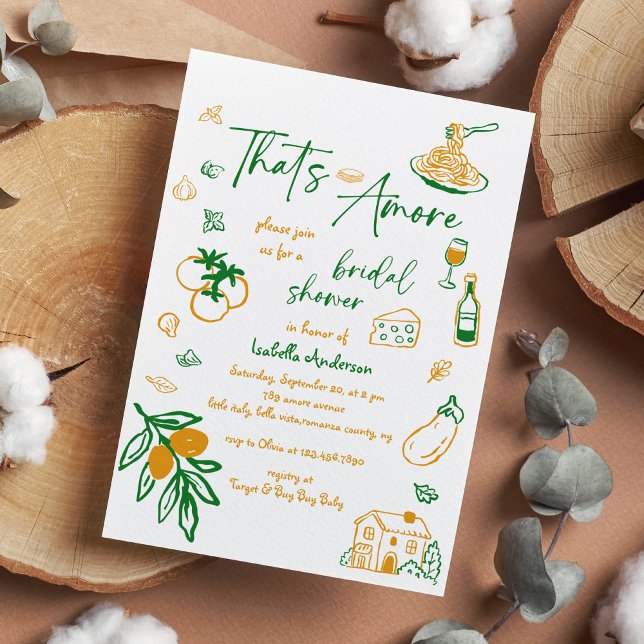 Invitation That's Amore Hand Drawn Italian Bridal Shower (Créateur téléchargé)