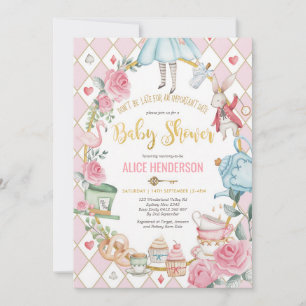 Invitation Thé à la fête de bébé fille de Chapelier Fou