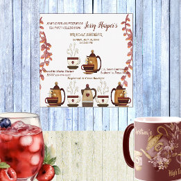 Invitation Thé à la Tasse en Terre Cuite pour une Fête de Mar