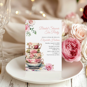 Invitation Thé à la tasse rose pâle floral Mariage Fête de ma