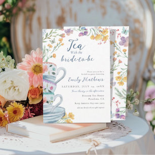Invitation Thé à l'aquarelle avec la future mariée Wildflower