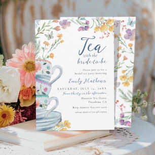 Invitation Thé à l'aquarelle avec la future mariée Wildflower