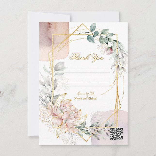 Invitation The Aureate Frame Mauve Floral Greenery Wedding  (Devant)