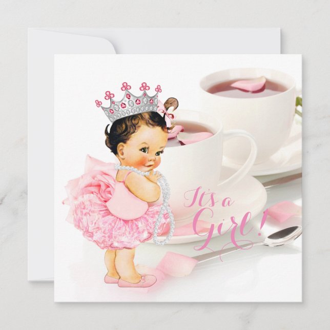 Invitation Thé Baby shower Princesse (Devant)