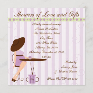 Invitation Thé bébé en pourpre