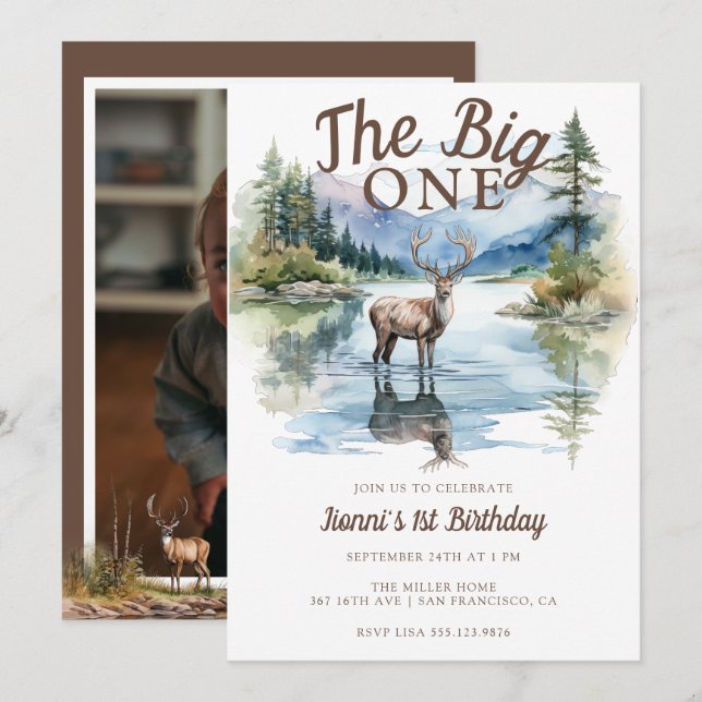 Invitation The Big One | Rustic Birthday Birthday (Devant / Derrière)